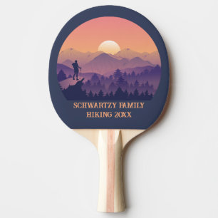 Vintage Purple Yellow Hike Mountain Sunset Ping Pong Paddle