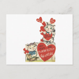 Vintage Purr-fectly Kittens Valentine Holiday Postcard