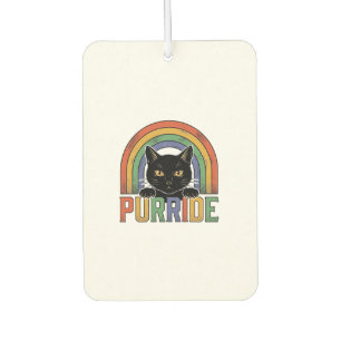 Vintage Purride Black Cat Rainbow Shirt Design_1 Car Air Freshener