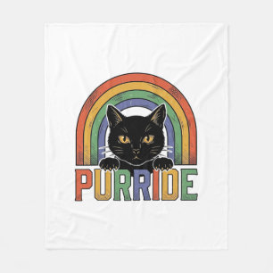 Vintage Purride Black Cat Rainbow Shirt Design_1 Fleece Blanket