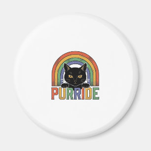 Vintage Purride Black Cat Rainbow Shirt Design_1 Magnet