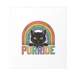 Vintage Purride Black Cat Rainbow Shirt Design_1 Notepad
