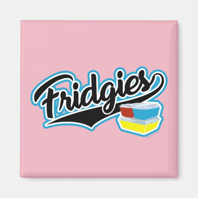 Vintage Pyrex Fridgies Baseball Script Magnet (Front)