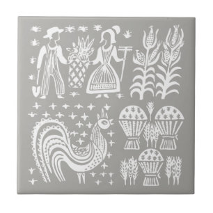 Vintage Pyrex Pattern - Butterprint (Amish Farmer) Ceramic Tile