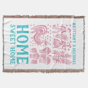Vintage Pyrex Pattern - Butterprint (Amish) Pink Throw Blanket