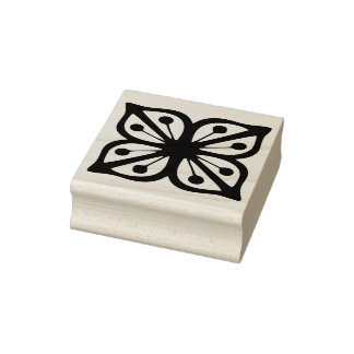 Vintage Pyrex Pattern - Verde Square Flower Rubber Stamp