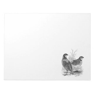 Vintage Quail Birds - Personalised Retro Game Bird Notepad