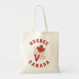 Vintage Quebec Canada Love Canadian Flag Tote Bag