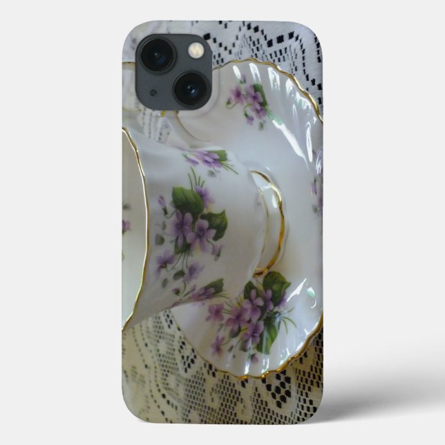 Vintage Queen Anne Violets Tea iPad Case (Back)