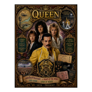 Vintage Queen Band Freddie Mercury Wall Art Poster