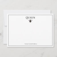 Vintage Queen Bee Classic Personalised Note Card