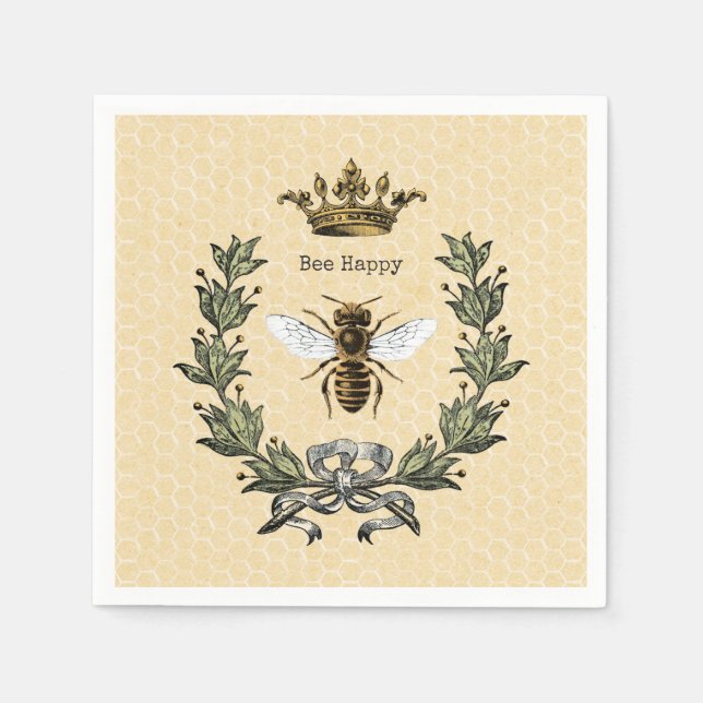 Vintage Queen Bee Happy Napkin (Front)