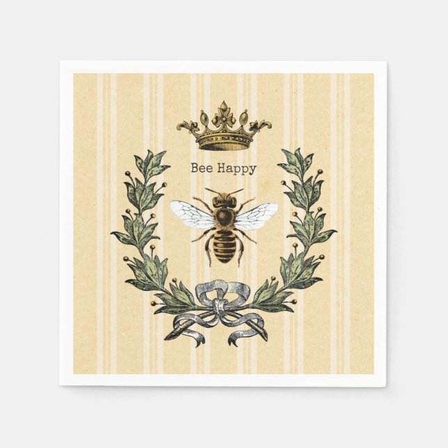 Vintage Queen Bee Happy Napkin (Front)