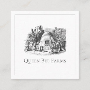 Vintage Queen Bee Hive Apiary Beekeeper Square Business Card
