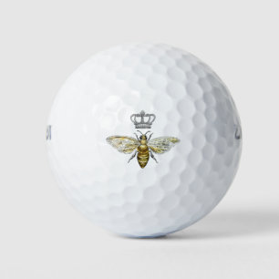 Vintage Queen Bee Royal Crown Honeycomb Beige Golf Balls