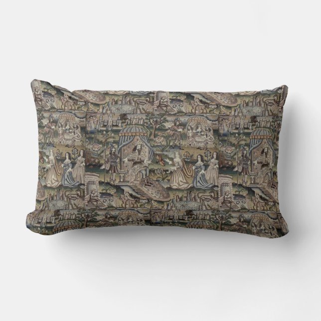 Vintage Queen Esther Tapestry Embroidery Purple Lumbar Cushion (Front)