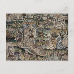 Vintage Queen Esther Tapestry Embroidery Purple Postcard