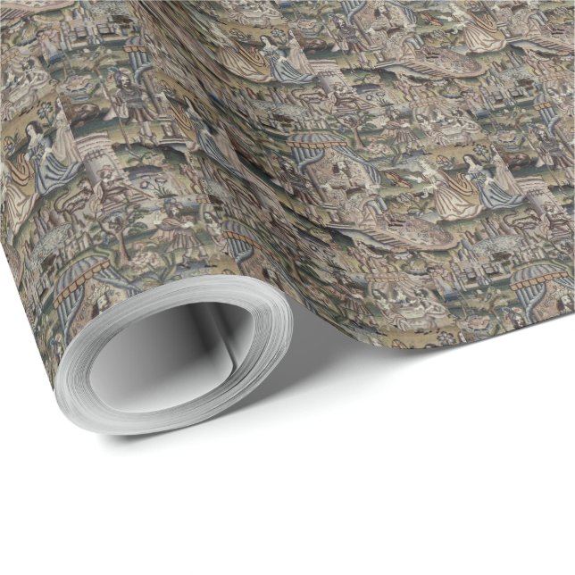 Vintage Queen Esther Tapestry Embroidery Purple Wrapping Paper (Roll Corner)