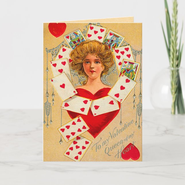 Vintage Queen of Hearts Holiday Card (Front)