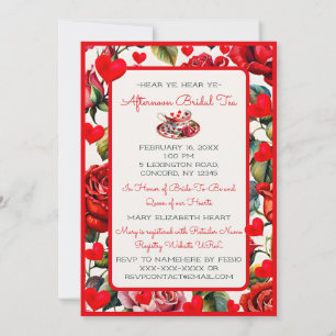 Vintage Queen of Hearts Tea Party for Bride-to-be Invitation
