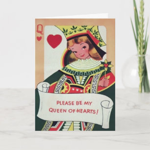 Vintage Queen of Hearts Valentine's Day Card