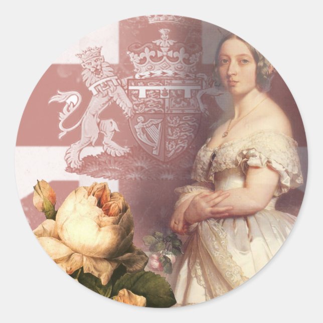Vintage Queen Victoria Classic Round Sticker (Front)