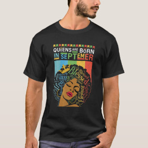 Vintage Queens Are Born In September Birthday Mela T-Shirt