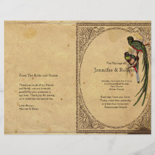Vintage Quetzal Bird Elegant Wedding Program