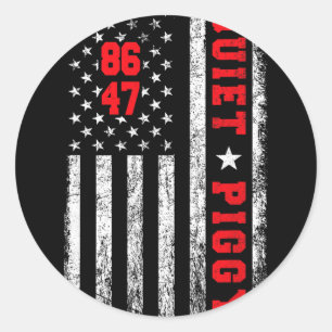 Vintage Quiet Piggy American Political Funny Trump Classic Round Sticker