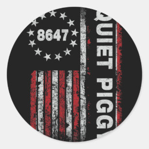Vintage Quiet Piggy American Political Funny Trump Classic Round Sticker