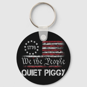 Vintage Quiet Piggy American Political Funny Trump Key Ring