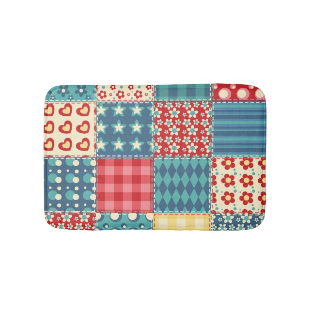 Vintage quilt: patchwork background pattern. bath mat (Front)