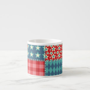 Vintage quilt: patchwork background pattern. espresso cup
