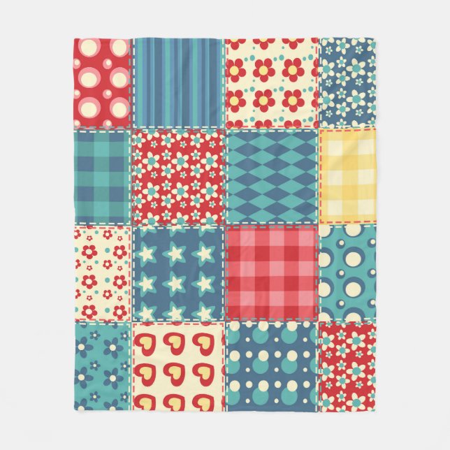 Vintage quilt: patchwork background pattern. fleece blanket (Front)