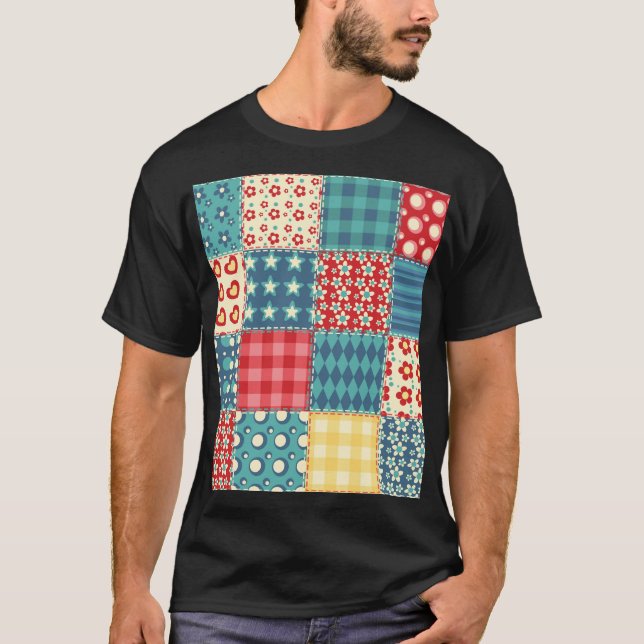 Vintage quilt: patchwork background pattern. T-Shirt (Front)