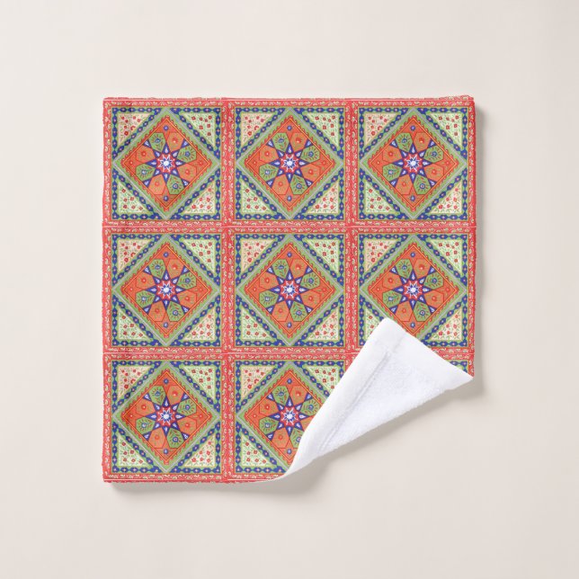 Vintage Quilt Pattern Bath Towel Set (Wash Cloth)