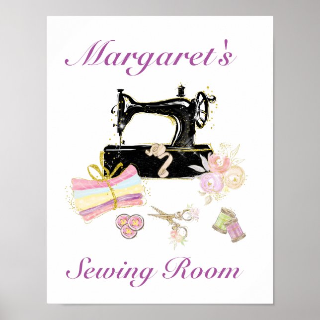Vintage Quilting Sewing Machine Poster (Front)