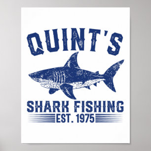 Vintage Quint's Shark Fishing 1975 Retro Fisher Bi Poster