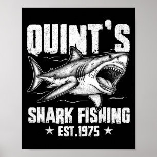 Vintage Quints Shark Fishing 1975 Retro Fishing Da Poster