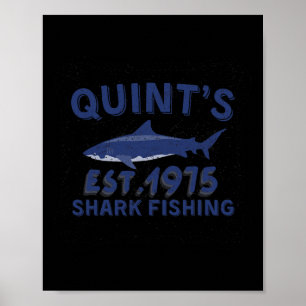 Vintage Quint's Shark Fishing 1975 Retro For Men W Poster