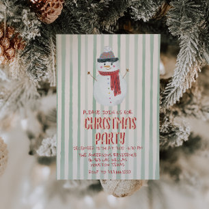 Vintage Quirky Hand Drawn Christmas Snowman Party  Invitation