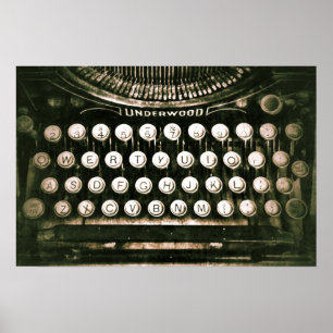 Vintage Qwerty Typewriter Rustic Keyboard Poster