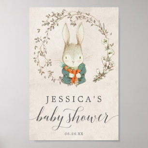 Vintage Rabbit Baby Shower Welcome Sign