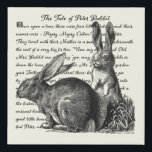 Vintage Rabbit Black & Cream Nursery Faux Canvas Print<br><div class="desc">This design features a vintage rustic black and cream rabbit design,  with the text from Tales of Peter Rabbit in the background. Perfect for a child's room or nursery,  or for spring and Easter decorating. Works great with farmhouse decor as well as modern. Created by Simply Farmhouse Press.</div>