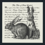 Vintage Rabbit Black & Cream Nursery Faux Canvas Print<br><div class="desc">This design features a vintage rustic black and cream rabbit design,  with the text from Tales of Peter Rabbit in the background. Perfect for a child's room or nursery,  or for spring and Easter decorating. Works great with farmhouse decor as well as modern. Created by Simply Farmhouse Press.</div>