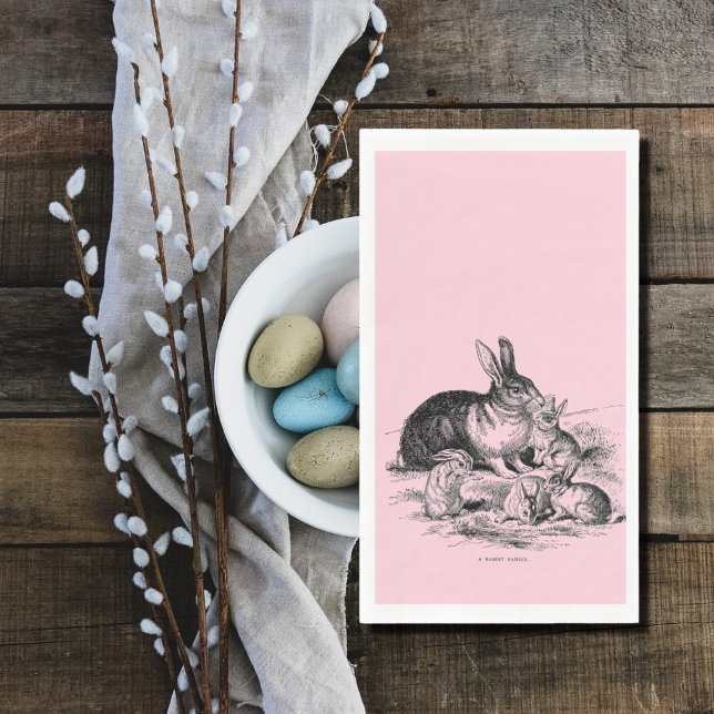 Vintage rabbit family - drawing  napkin (Creator Uploaded)