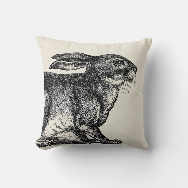 Vintage rabbit farmhouse Throw Pillow (Front)