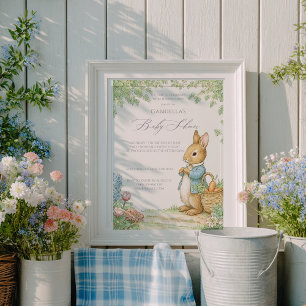 Vintage Rabbit Garden Baby Shower Invitation