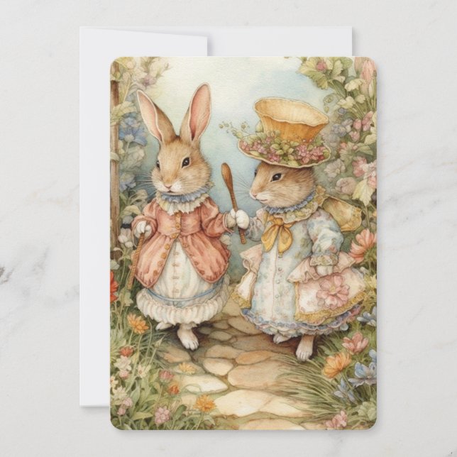 Vintage Rabbit Greeting Card (Front)