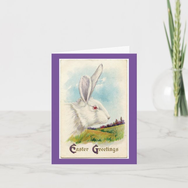 Vintage Rabbit Head Easter Card (Front)